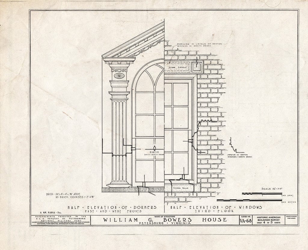 Blueprint HABS VA,27-PET,7- (Sheet 4 of 5) - William H. Bowers House, 254 North Sycamore Street, Petersburg, Petersburg, VA