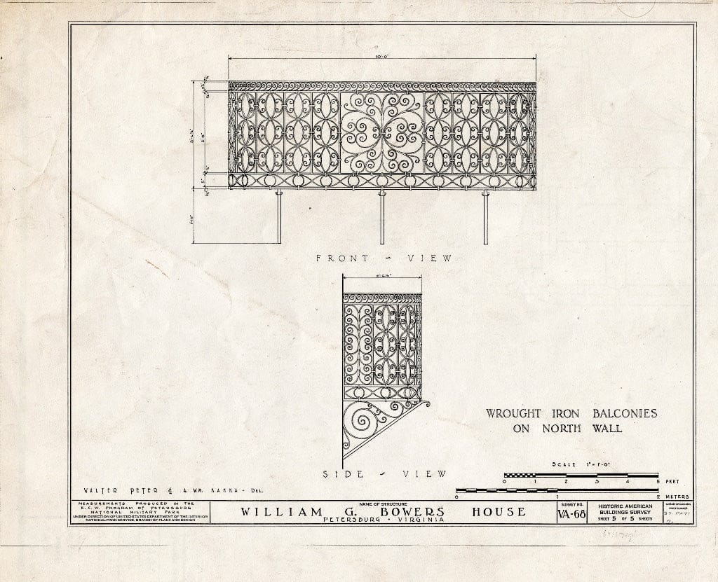 Blueprint HABS VA,27-PET,7- (Sheet 5 of 5) - William H. Bowers House, 254 North Sycamore Street, Petersburg, Petersburg, VA