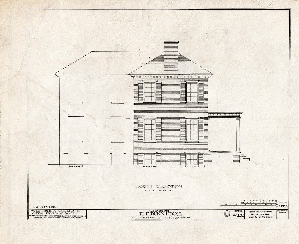 Blueprint HABS VA,27-PET,10- (Sheet 6 of 16) - Dunn House & Outbuildings, 105 South Sycamore Street, Petersburg, Petersburg, VA