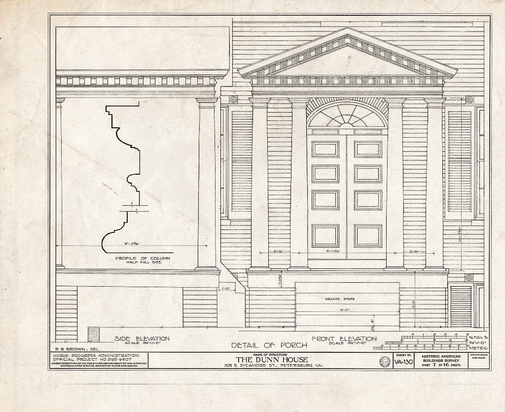 Blueprint HABS VA,27-PET,10- (Sheet 7 of 16) - Dunn House & Outbuildings, 105 South Sycamore Street, Petersburg, Petersburg, VA