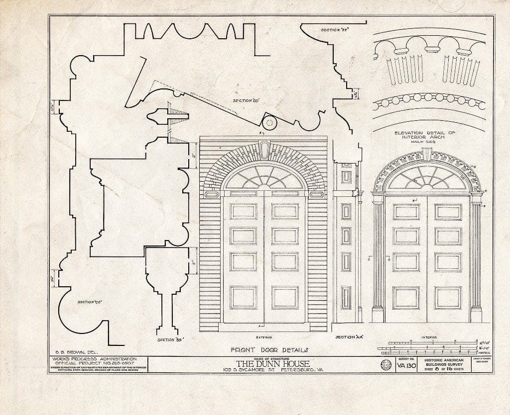 Blueprint HABS VA,27-PET,10- (Sheet 8 of 16) - Dunn House & Outbuildings, 105 South Sycamore Street, Petersburg, Petersburg, VA