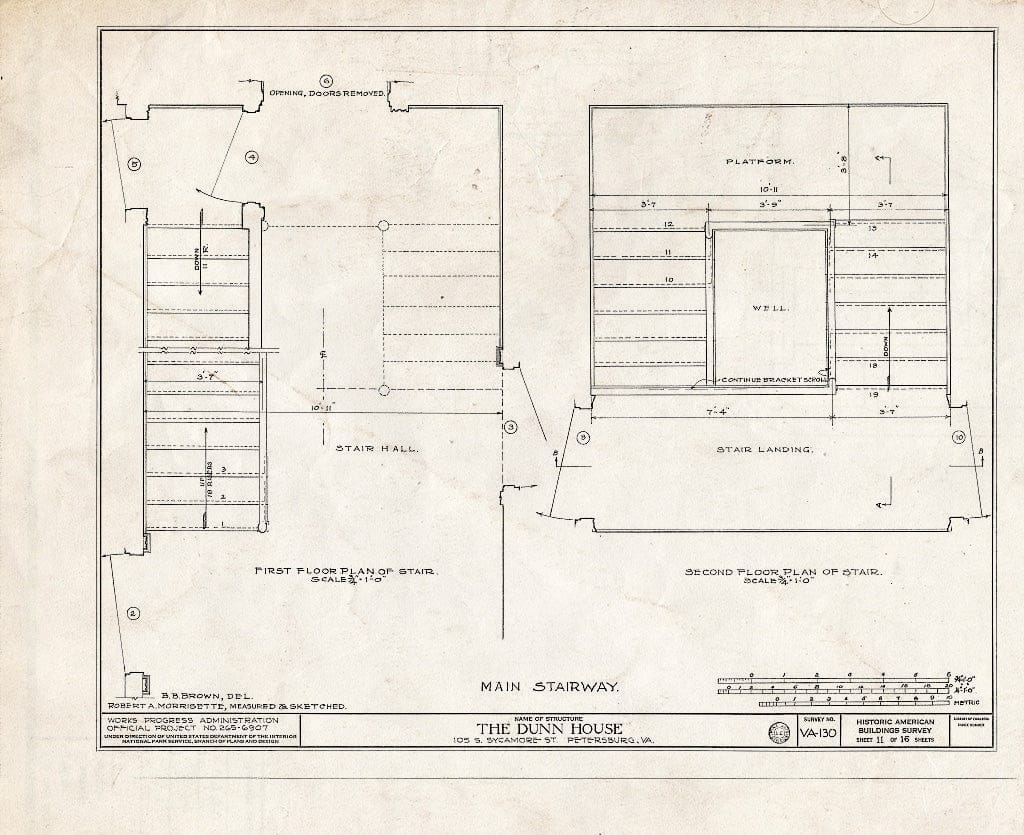 Blueprint HABS VA,27-PET,10- (Sheet 11 of 16) - Dunn House & Outbuildings, 105 South Sycamore Street, Petersburg, Petersburg, VA