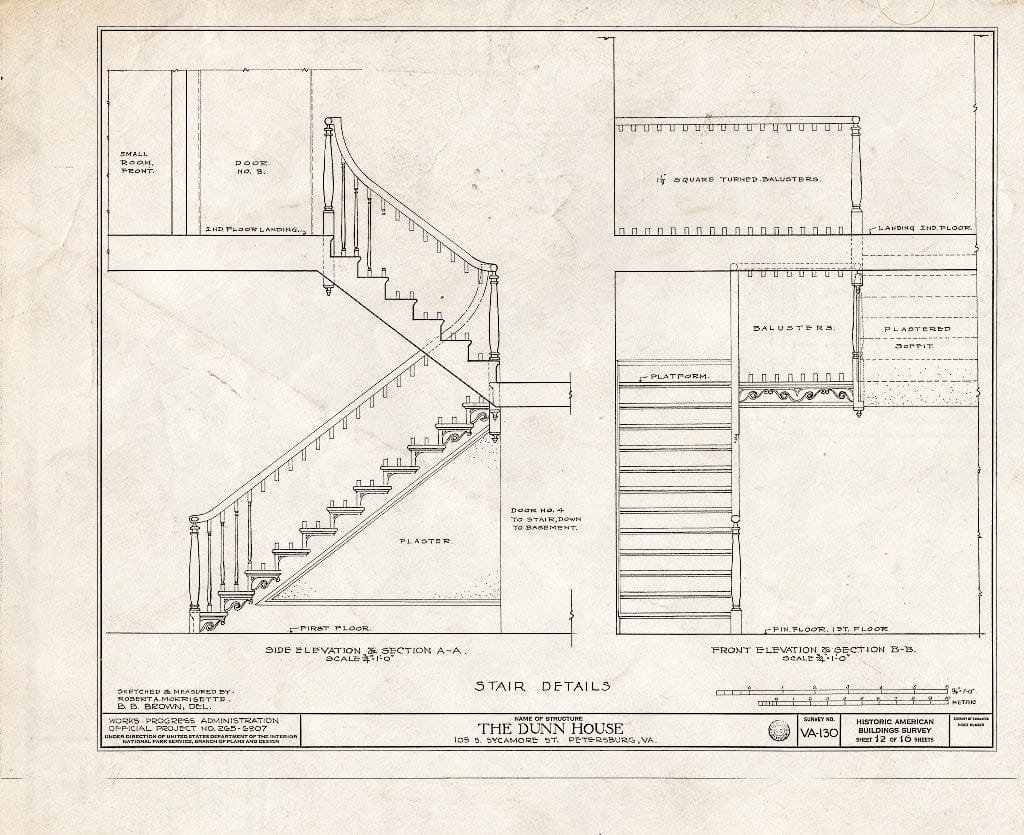 Blueprint HABS VA,27-PET,10- (Sheet 12 of 16) - Dunn House & Outbuildings, 105 South Sycamore Street, Petersburg, Petersburg, VA
