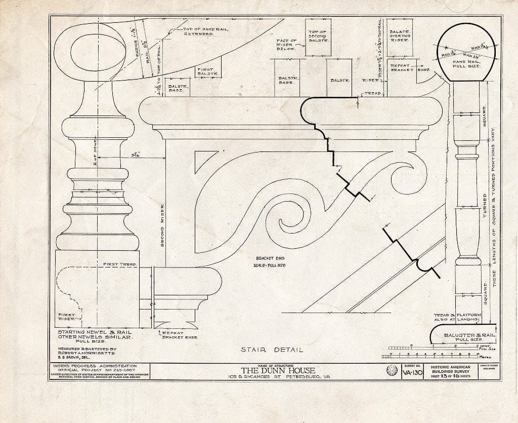 Blueprint HABS VA,27-PET,10- (Sheet 13 of 16) - Dunn House & Outbuildings, 105 South Sycamore Street, Petersburg, Petersburg, VA