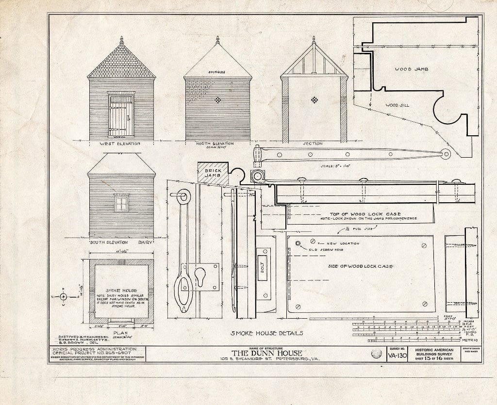 Blueprint HABS VA,27-PET,10- (Sheet 15 of 16) - Dunn House & Outbuildings, 105 South Sycamore Street, Petersburg, Petersburg, VA