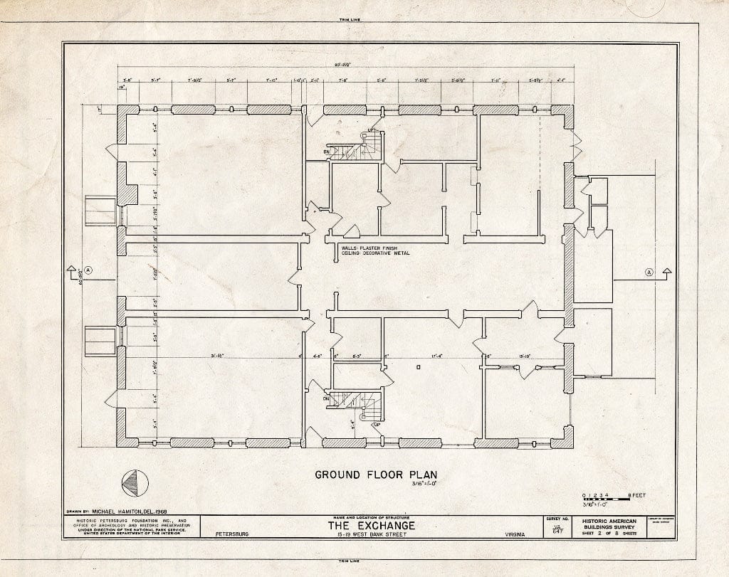 Blueprint HABS VA,27-PET,6- (Sheet 2 of 8) - Exchange, 15-19 West Bank Street, Petersburg, Petersburg, VA