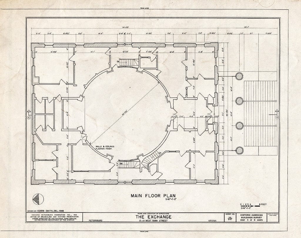 Blueprint HABS VA,27-PET,6- (Sheet 3 of 8) - Exchange, 15-19 West Bank Street, Petersburg, Petersburg, VA