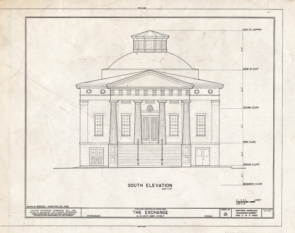 Blueprint HABS VA,27-PET,6- (Sheet 5 of 8) - Exchange, 15-19 West Bank Street, Petersburg, Petersburg, VA