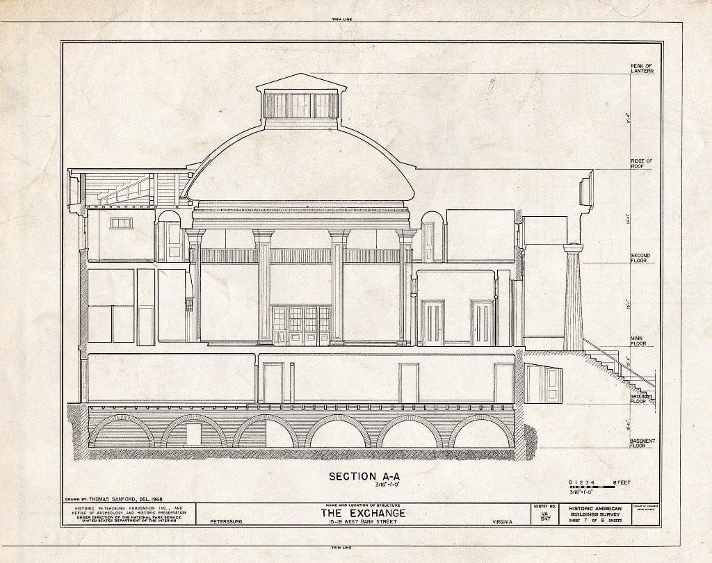 Blueprint HABS VA,27-PET,6- (Sheet 7 of 8) - Exchange, 15-19 West Bank Street, Petersburg, Petersburg, VA