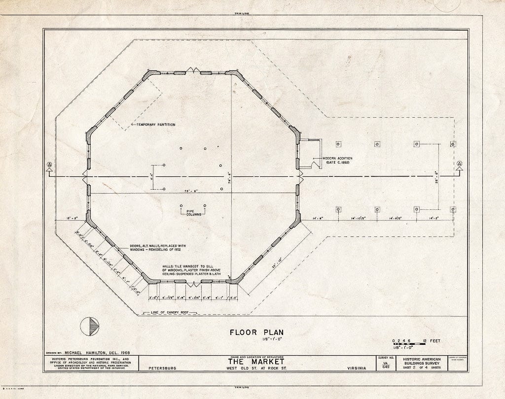 Blueprint HABS VA,27-PET,26- (Sheet 2 of 4) - Old Farmers' Market, West Old & Rock Streets, Petersburg, Petersburg, VA