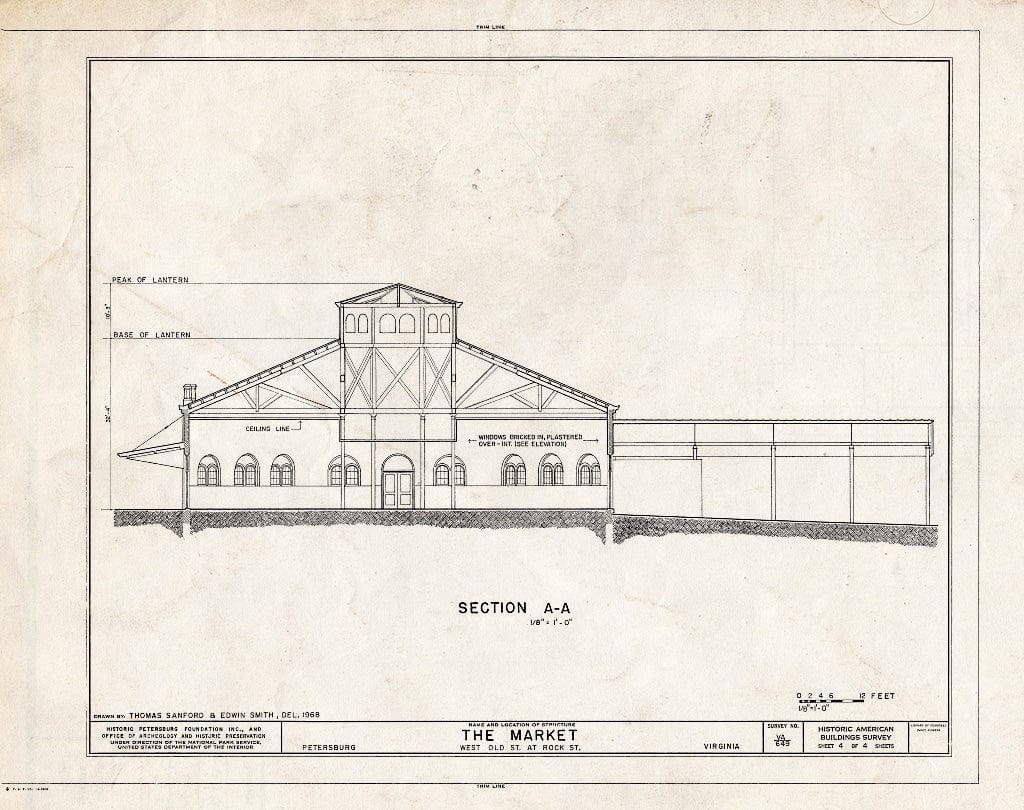 Blueprint HABS VA,27-PET,26- (Sheet 4 of 4) - Old Farmers' Market, West Old & Rock Streets, Petersburg, Petersburg, VA