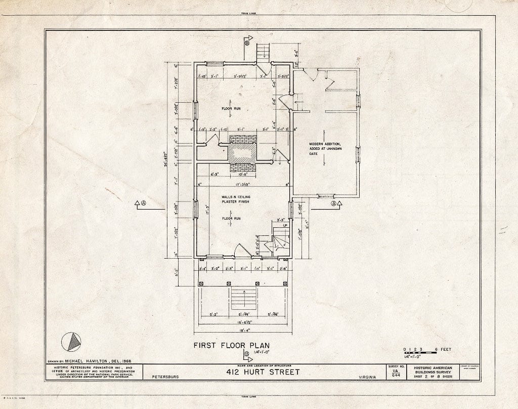 Blueprint HABS VA,27-PET,23A- (Sheet 2 of 8) - Pig Alley Block Study, 412 Hurt Street (Store), Petersburg, Petersburg, VA