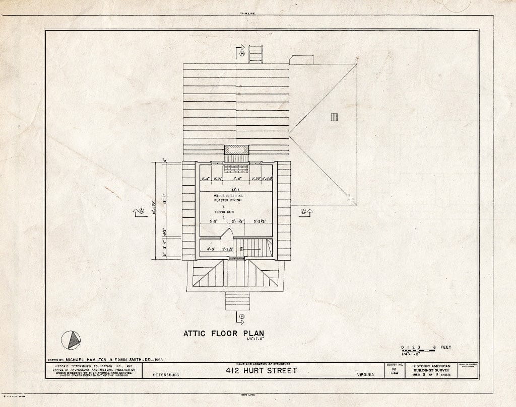 Blueprint HABS VA,27-PET,23A- (Sheet 3 of 8) - Pig Alley Block Study, 412 Hurt Street (Store), Petersburg, Petersburg, VA