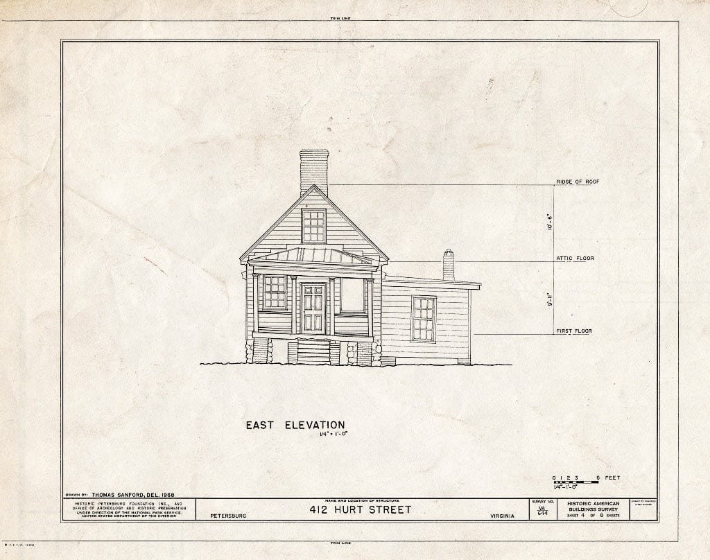 Blueprint HABS VA,27-PET,23A- (Sheet 4 of 8) - Pig Alley Block Study, 412 Hurt Street (Store), Petersburg, Petersburg, VA