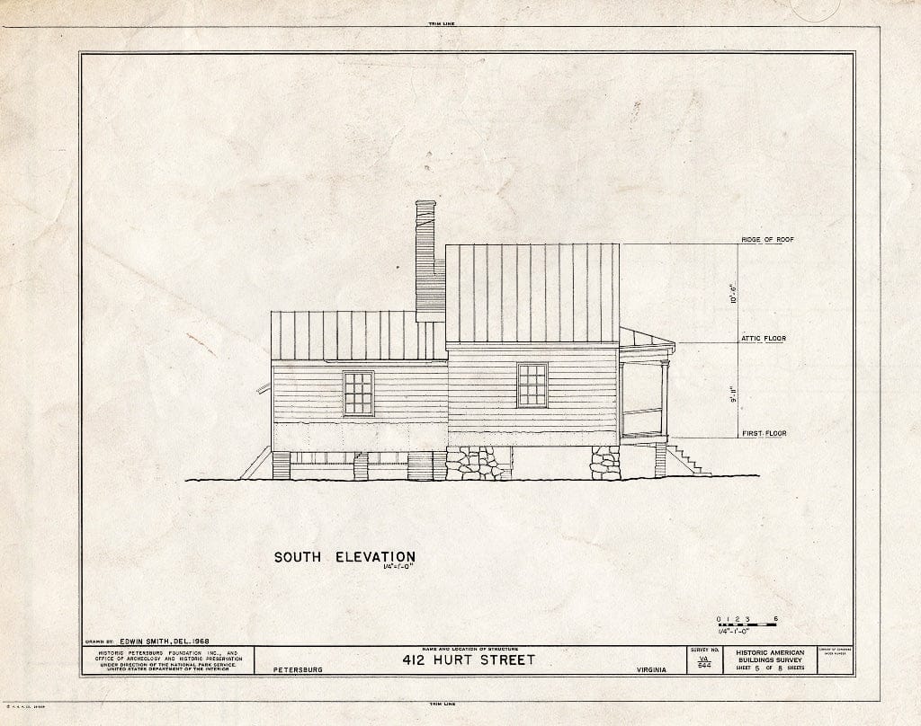 Blueprint HABS VA,27-PET,23A- (Sheet 5 of 8) - Pig Alley Block Study, 412 Hurt Street (Store), Petersburg, Petersburg, VA