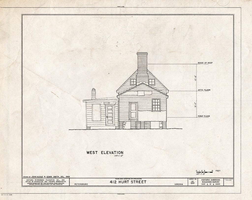 Blueprint HABS VA,27-PET,23A- (Sheet 6 of 8) - Pig Alley Block Study, 412 Hurt Street (Store), Petersburg, Petersburg, VA