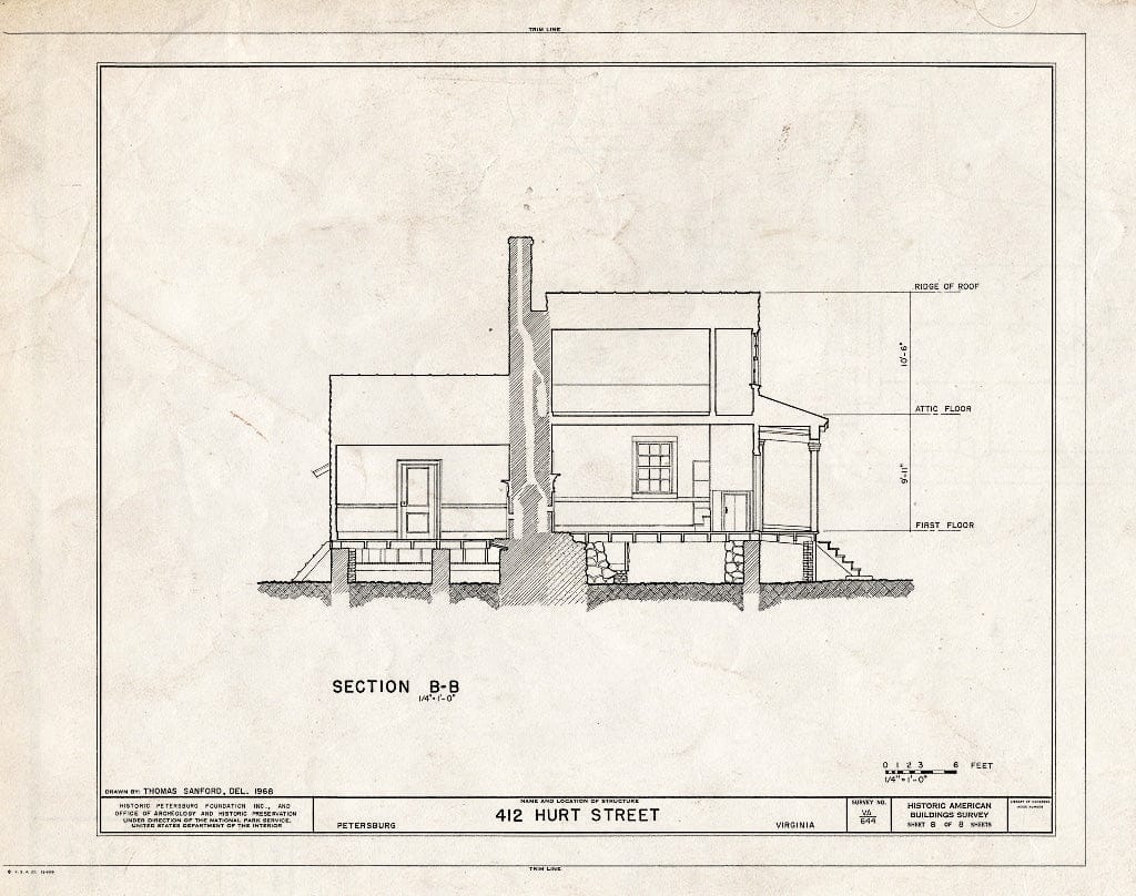 Blueprint HABS VA,27-PET,23A- (Sheet 8 of 8) - Pig Alley Block Study, 412 Hurt Street (Store), Petersburg, Petersburg, VA