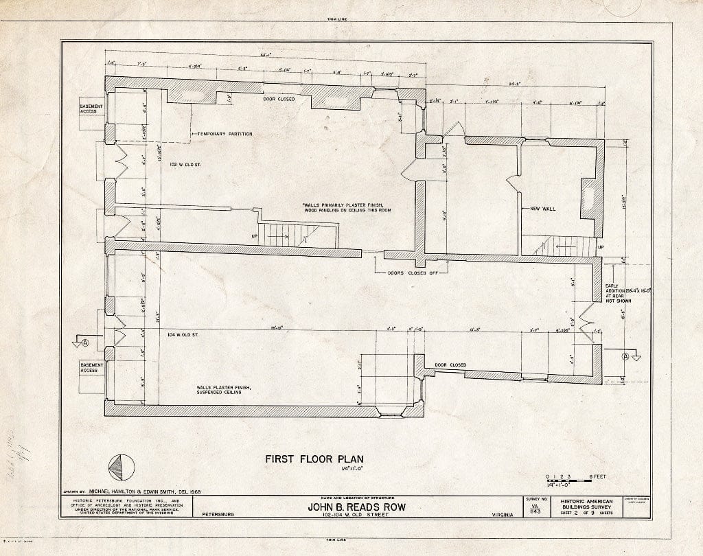 Blueprint HABS VA,27-PET,5- (Sheet 2 of 9) - John B. Read's Row, 102-104 West Old Street, Petersburg, Petersburg, VA