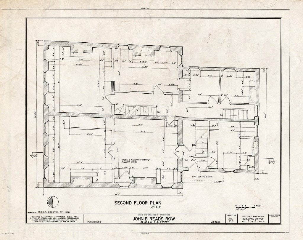 Blueprint HABS VA,27-PET,5- (Sheet 3 of 9) - John B. Read's Row, 102-104 West Old Street, Petersburg, Petersburg, VA
