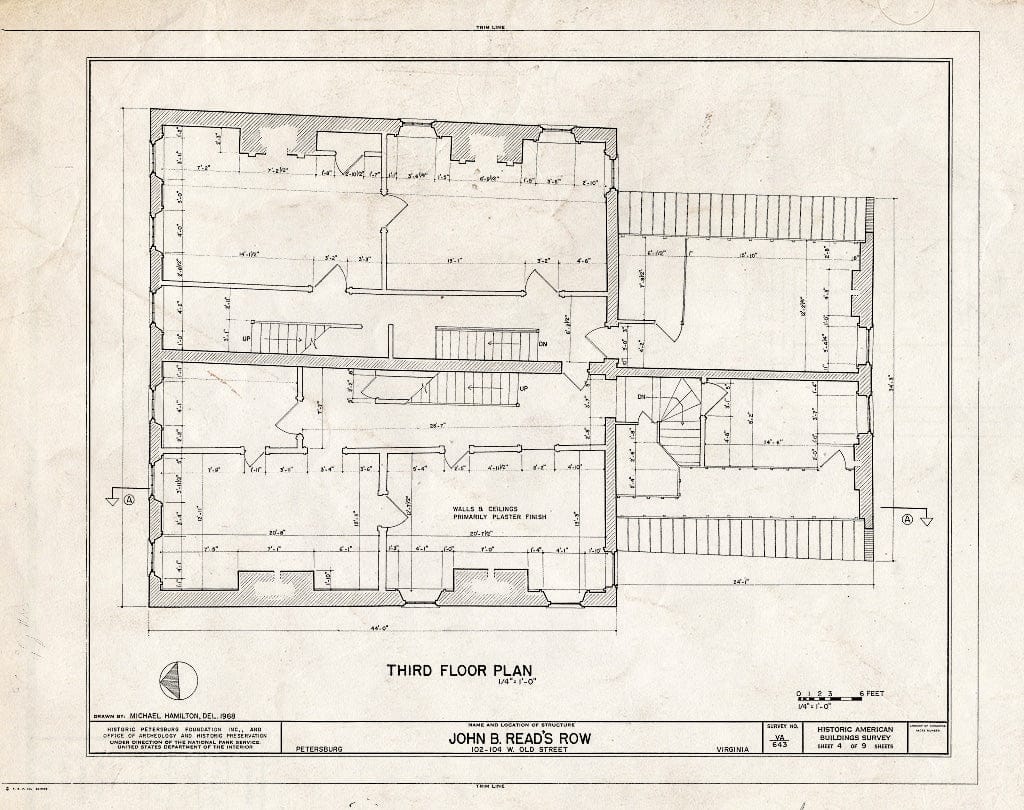 Blueprint HABS VA,27-PET,5- (Sheet 4 of 9) - John B. Read's Row, 102-104 West Old Street, Petersburg, Petersburg, VA