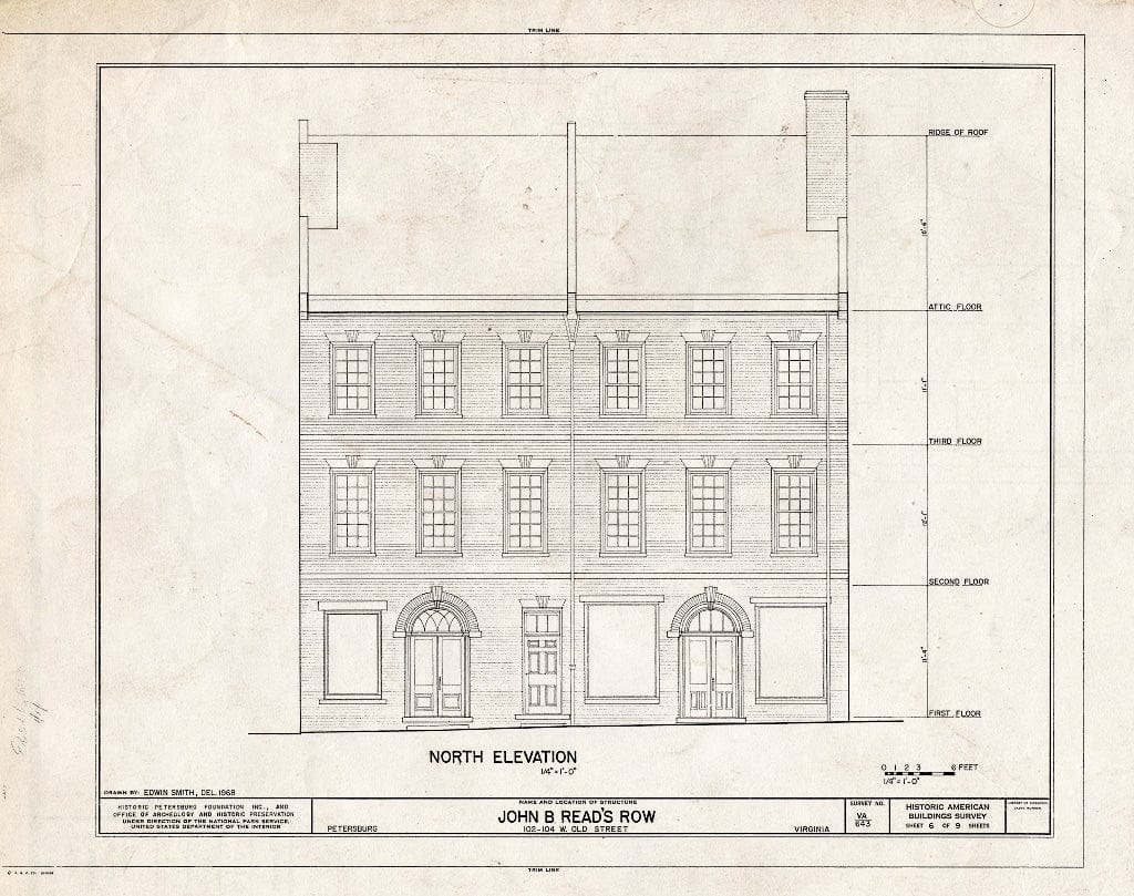 Blueprint HABS VA,27-PET,5- (Sheet 6 of 9) - John B. Read's Row, 102-104 West Old Street, Petersburg, Petersburg, VA