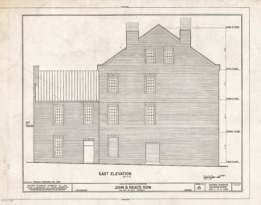 Blueprint HABS VA,27-PET,5- (Sheet 7 of 9) - John B. Read's Row, 102-104 West Old Street, Petersburg, Petersburg, VA