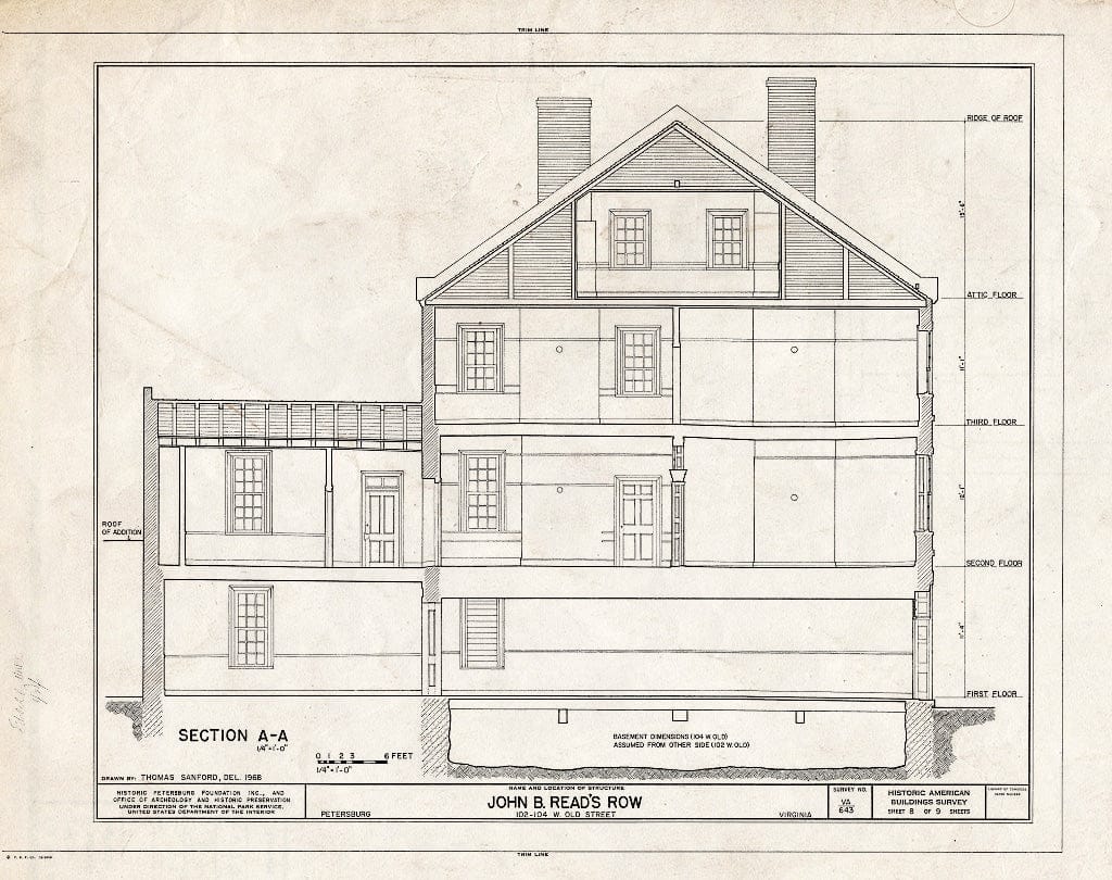 Blueprint HABS VA,27-PET,5- (Sheet 8 of 9) - John B. Read's Row, 102-104 West Old Street, Petersburg, Petersburg, VA