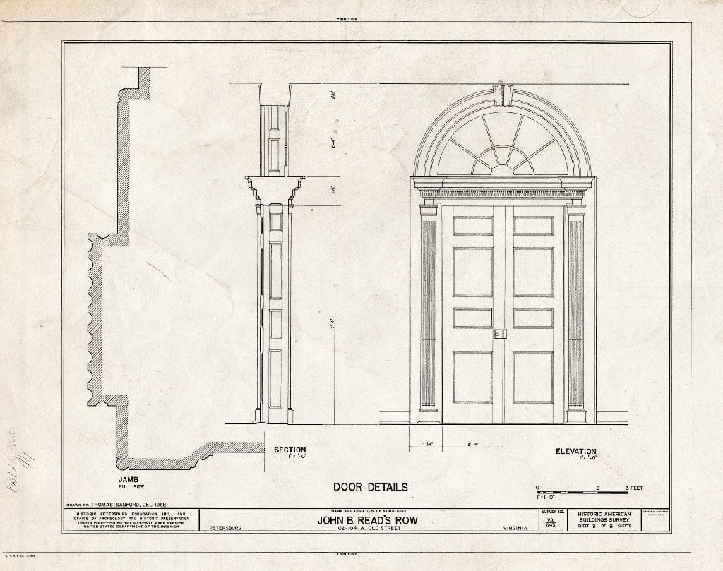 Blueprint HABS VA,27-PET,5- (Sheet 9 of 9) - John B. Read's Row, 102-104 West Old Street, Petersburg, Petersburg, VA