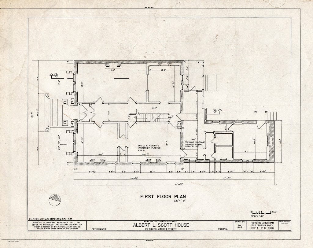 Blueprint HABS VA,27-PET,25- (Sheet 3 of 8) - Albert L. Scott House, 29 South Market Street, Petersburg, Petersburg, VA
