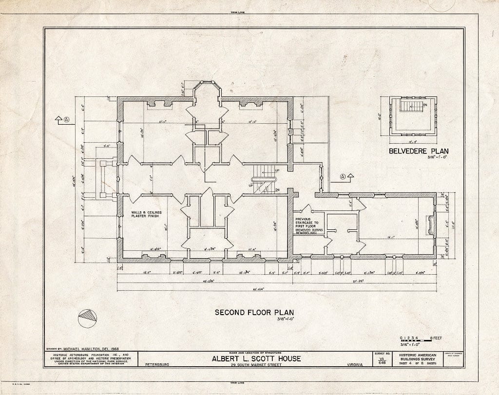 Blueprint HABS VA,27-PET,25- (Sheet 4 of 8) - Albert L. Scott House, 29 South Market Street, Petersburg, Petersburg, VA