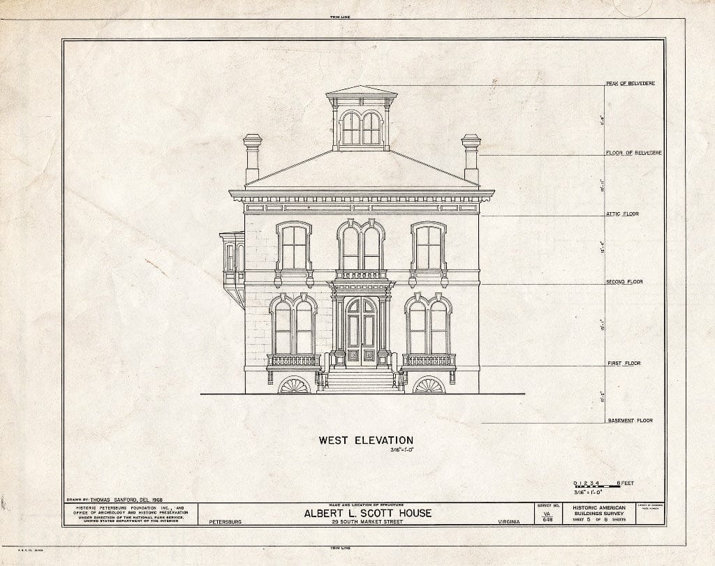 Blueprint HABS VA,27-PET,25- (Sheet 5 of 8) - Albert L. Scott House, 29 South Market Street, Petersburg, Petersburg, VA