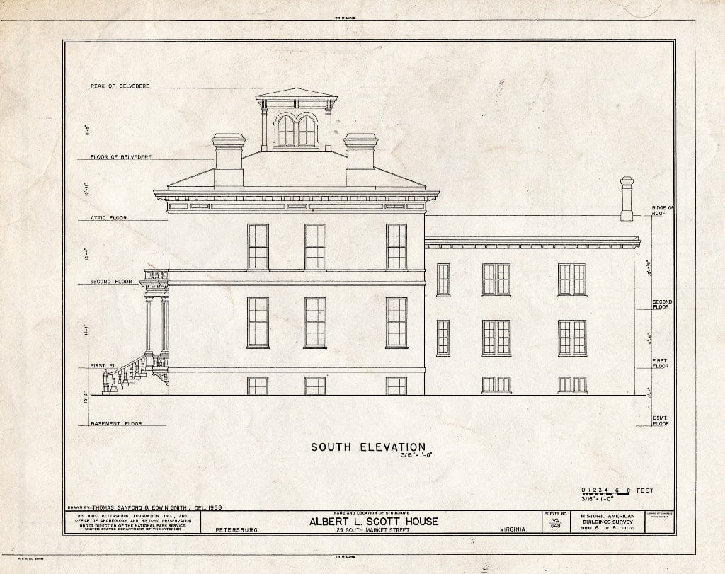 Blueprint HABS VA,27-PET,25- (Sheet 6 of 8) - Albert L. Scott House, 29 South Market Street, Petersburg, Petersburg, VA