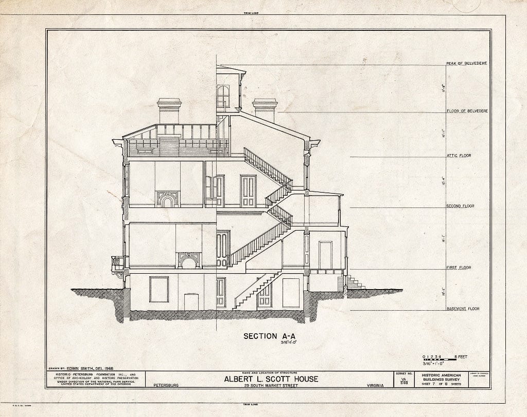 Blueprint HABS VA,27-PET,25- (Sheet 7 of 8) - Albert L. Scott House, 29 South Market Street, Petersburg, Petersburg, VA