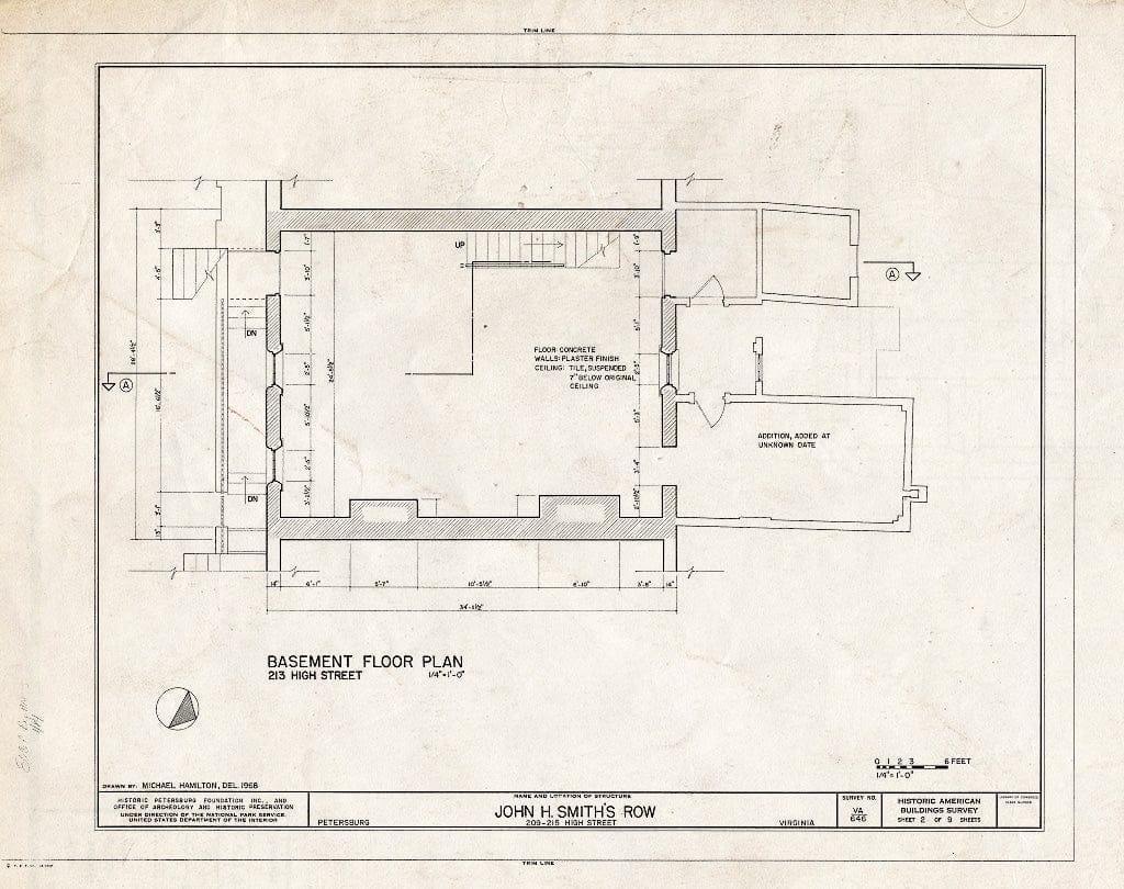 Blueprint HABS VA,27-PET,24- (Sheet 2 of 9) - John H. Smith's Row, 209-215 High Street, Petersburg, Petersburg, VA