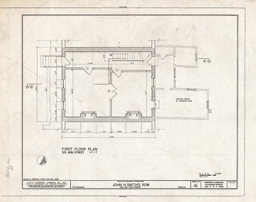 Blueprint HABS VA,27-PET,24- (Sheet 3 of 9) - John H. Smith's Row, 209-215 High Street, Petersburg, Petersburg, VA