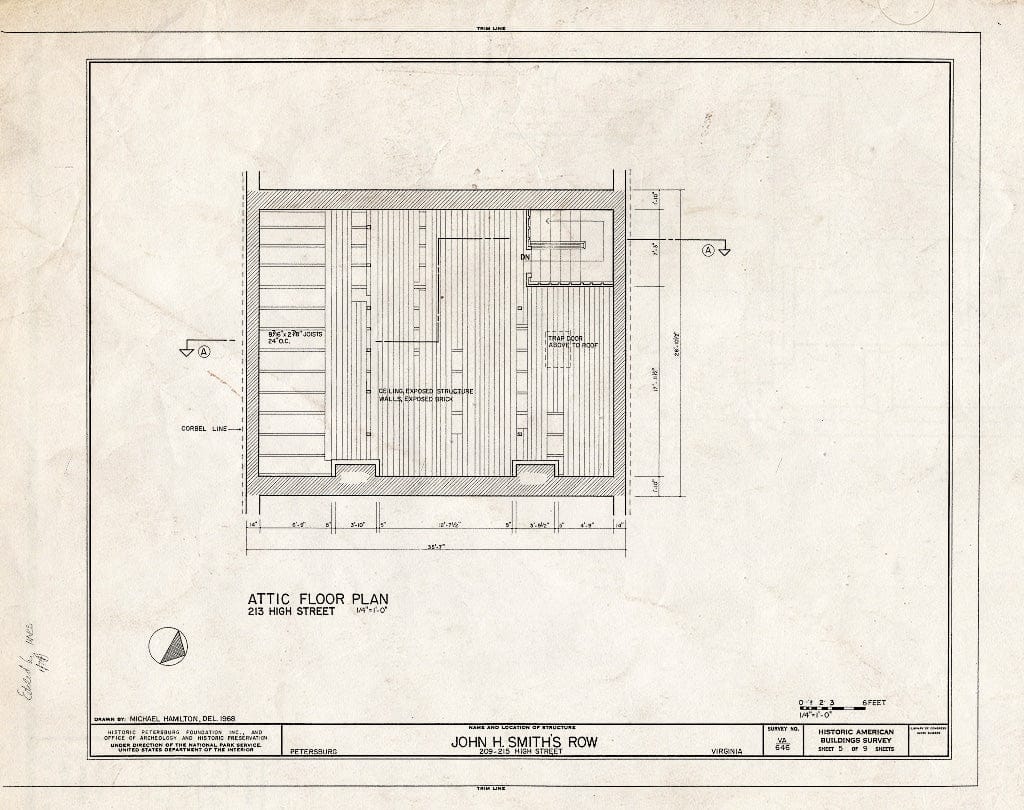Blueprint HABS VA,27-PET,24- (Sheet 5 of 9) - John H. Smith's Row, 209-215 High Street, Petersburg, Petersburg, VA