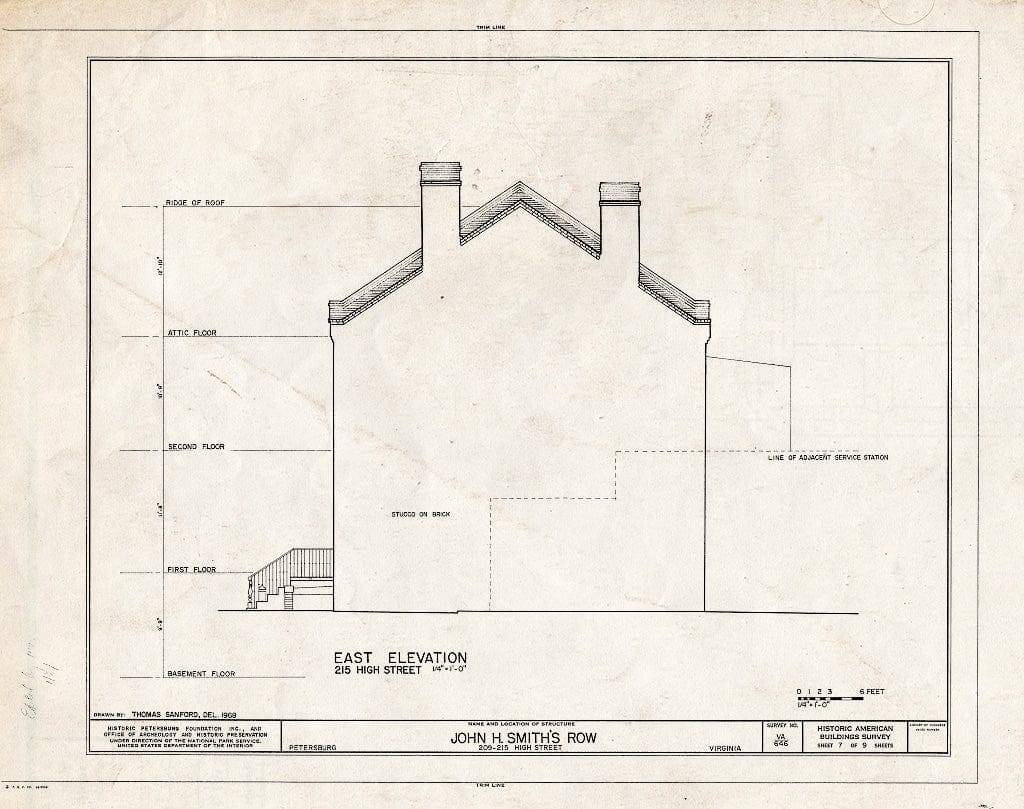 Blueprint HABS VA,27-PET,24- (Sheet 7 of 9) - John H. Smith's Row, 209-215 High Street, Petersburg, Petersburg, VA