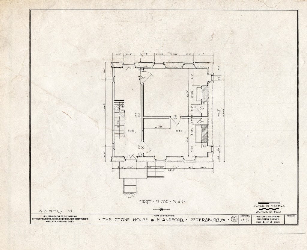 Blueprint HABS VA,27-PET,9- (Sheet 2 of 9) - Stone House, Crater Road & East Washington Street (Blandford), Petersburg, Petersburg, VA