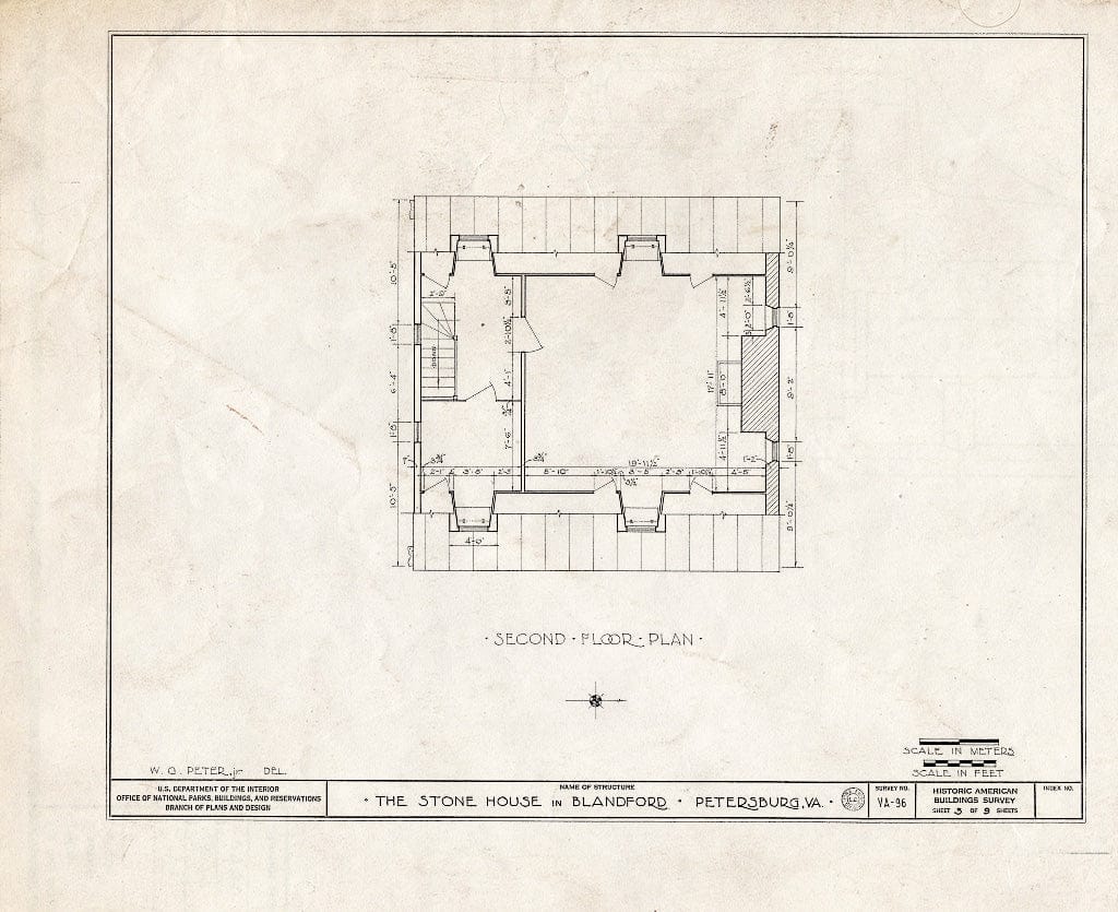 Blueprint HABS VA,27-PET,9- (Sheet 3 of 9) - Stone House, Crater Road & East Washington Street (Blandford), Petersburg, Petersburg, VA
