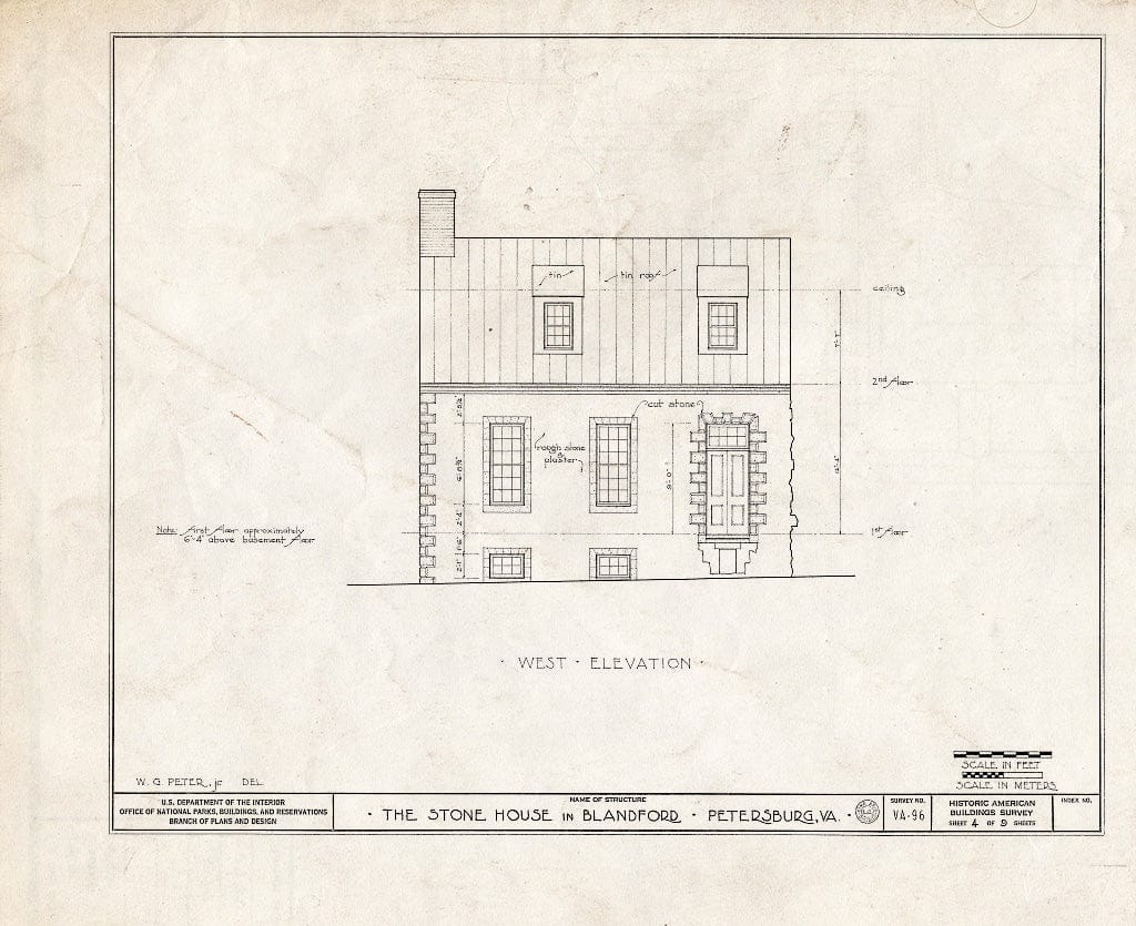 Blueprint HABS VA,27-PET,9- (Sheet 4 of 9) - Stone House, Crater Road & East Washington Street (Blandford), Petersburg, Petersburg, VA