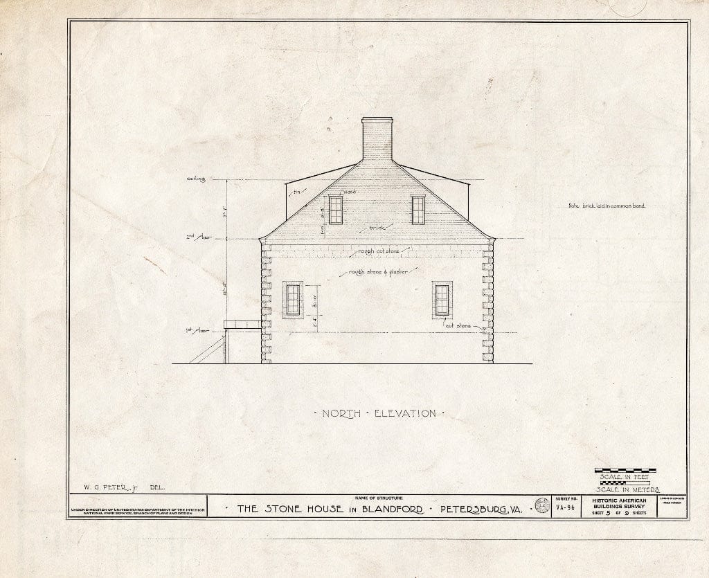 Blueprint HABS VA,27-PET,9- (Sheet 5 of 9) - Stone House, Crater Road & East Washington Street (Blandford), Petersburg, Petersburg, VA
