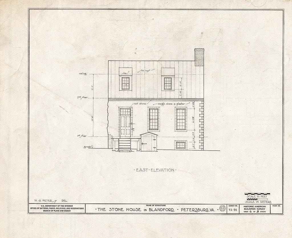 Blueprint HABS VA,27-PET,9- (Sheet 6 of 9) - Stone House, Crater Road & East Washington Street (Blandford), Petersburg, Petersburg, VA