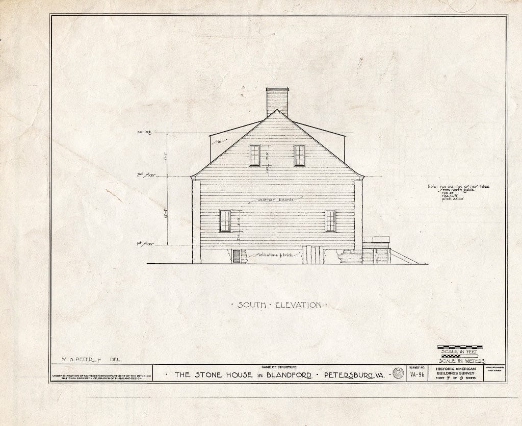 Blueprint HABS VA,27-PET,9- (Sheet 7 of 9) - Stone House, Crater Road & East Washington Street (Blandford), Petersburg, Petersburg, VA
