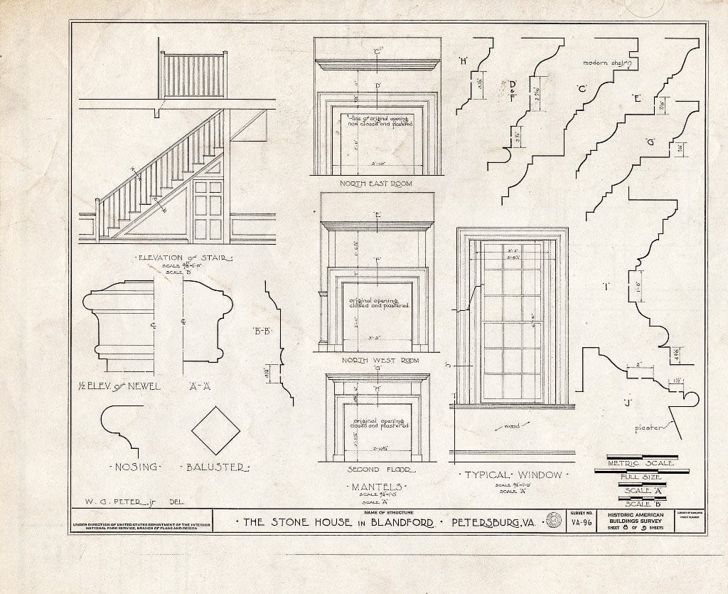 Blueprint HABS VA,27-PET,9- (Sheet 8 of 9) - Stone House, Crater Road & East Washington Street (Blandford), Petersburg, Petersburg, VA