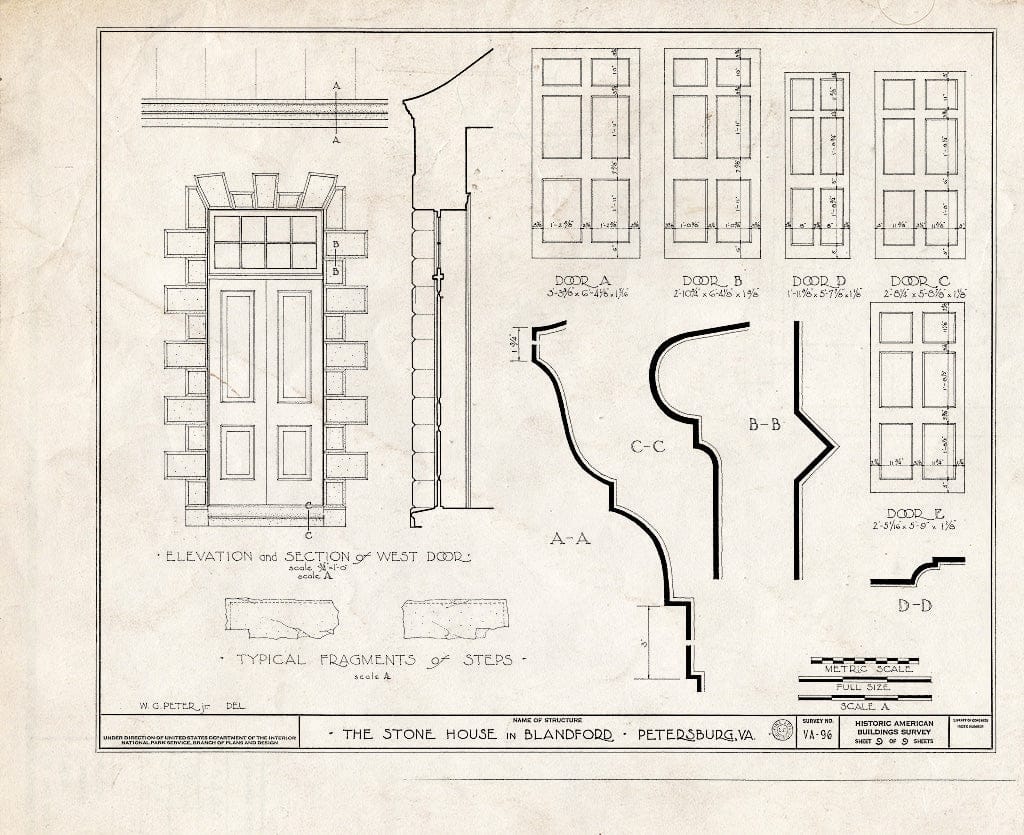 Blueprint HABS VA,27-PET,9- (Sheet 9 of 9) - Stone House, Crater Road & East Washington Street (Blandford), Petersburg, Petersburg, VA
