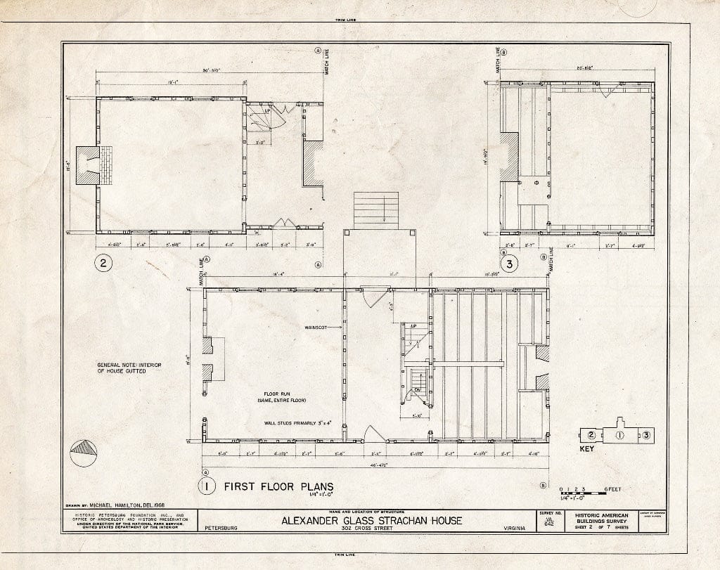 Blueprint HABS VA,27-PET,4- (Sheet 2 of 7) - Dr. Alexander Glass Strachan House, 302 Cross Street, Petersburg, Petersburg, VA