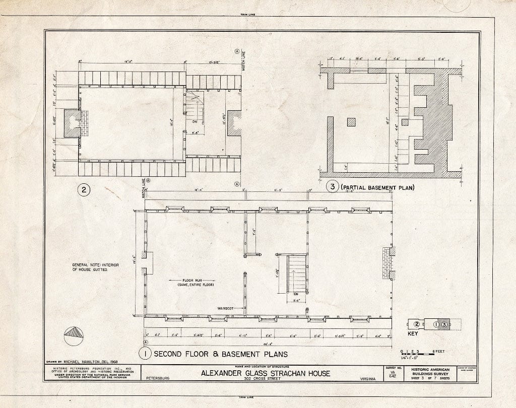 Blueprint HABS VA,27-PET,4- (Sheet 3 of 7) - Dr. Alexander Glass Strachan House, 302 Cross Street, Petersburg, Petersburg, VA