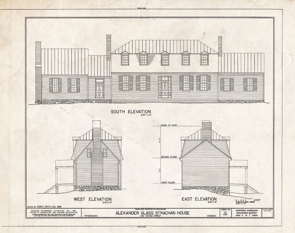 Blueprint HABS VA,27-PET,4- (Sheet 4 of 7) - Dr. Alexander Glass Strachan House, 302 Cross Street, Petersburg, Petersburg, VA