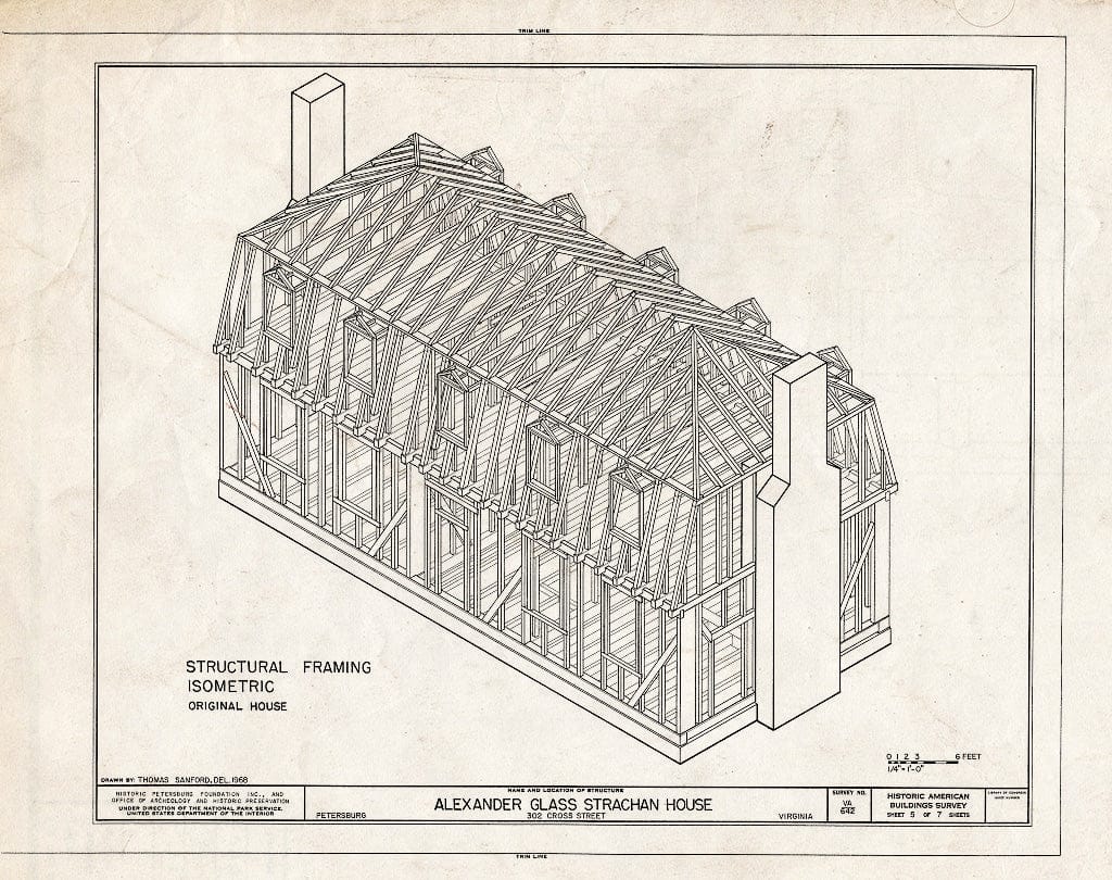 Blueprint HABS VA,27-PET,4- (Sheet 5 of 7) - Dr. Alexander Glass Strachan House, 302 Cross Street, Petersburg, Petersburg, VA