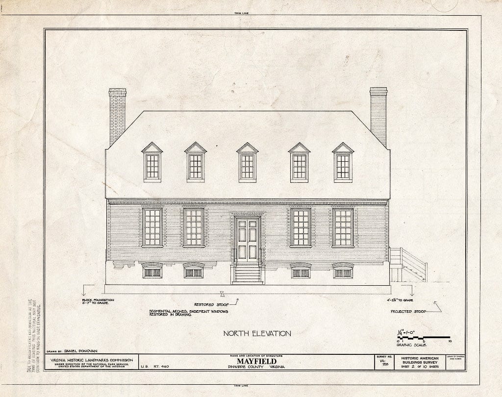 Blueprint HABS VA,27-PET.V,2- (Sheet 2 of 10) - Mayfield, U.S. Route 460 (Moved from Original Location), Petersburg, Petersburg, VA